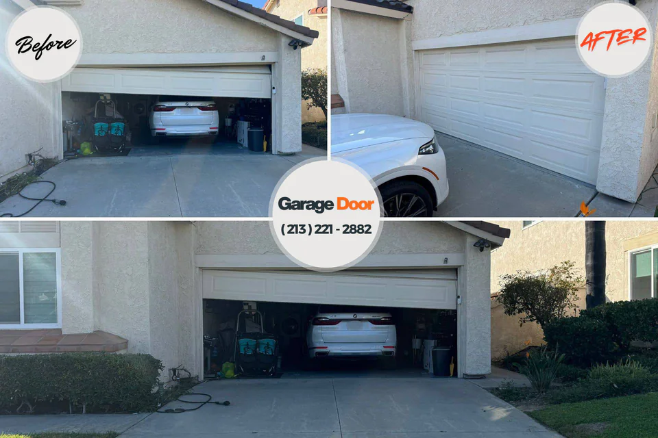 Before and after: garage door repair Huntington, IN